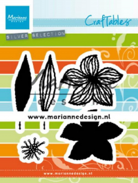 Billede: skæreskabelon blomst med blade, MARIANNE DESIGN CR1493 Open Flowers, Biggest: 55x45mm