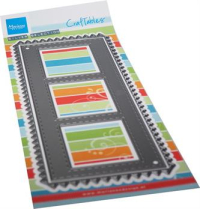 Billede: skæreskabelon til slimcard med 3 firkantede udskæringer, MARIANNE DESIGN CR1585 Slimline 3 Squares, 93x204mm