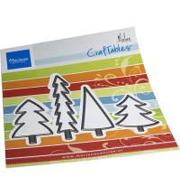 Billede: skæreskabelon forskellige nåletræer, MARIANNE DESIGN CR1602 Pine Trees, 107x89mm