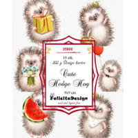Billede: Toppers 9x9cm, 18 stk., 6 designs, 200g design karton, Cute Hedge Hog, FelicitaDesign