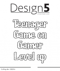 Billede: skæreskabelon Teenager, Game on, Gamer, Level up, Design5 dies 