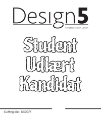Billede: skæreskabelon Student, Udlært, Kandidat, Design5 dies, Uddannelsestekster, D5D077, Student: 6,9x2,1cm
