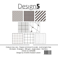 Billede: Design5 Paperpad Grey Chromosphere, D5P6008, 200gsm, 24 ark, 8 designs, 15x15cm