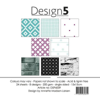 Billede: Design5 Paperpad Meteor Rain, D5P6009, 200gsm, 24 ark, 8 designs, 15x15cm, førpris kr. 35,- nupris