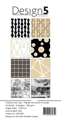 Billede: Design5 Paperpad Circles Of Saturn, D5P7007, 200gsm, 24 ark, 8 designs,  10x21cm, førpris kr. 35,- nupris