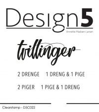 Billede: Design5 clearstamp tvillinger 2 DRENGE, 1 DRENG & 1 PIGE, 2 PIGER, 1 PIGE & 1 DRENG, D5C022, tvillinger: ca.30x70mm, førpris kr. 40,- nupris