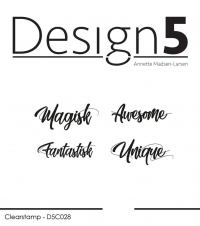 Billede: Design5 clearstamp Magisk, Awesome, Fantastisk, Unique, D5C028, Awesome ca. 10x33mm