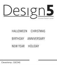 Billede: Design5 clearstamp HALLOWEEN, CHRISTMAS, BIRTHDAY, ANNIVERSARY, NEW YEAR, HOLIDAY, D5C045
