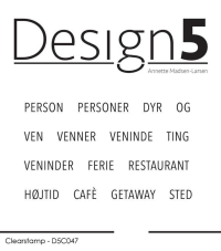 Billede: Design5 clearstamp PERSON, PERSONER, DYR, OG, VEN, VENNER, VENINDE, TING, VENINDER, FERIE, RESTAURANT, HØJTID, CAFÈ, GETAWAY, STED,  D5C047, førpris kr. 40,- nupris
