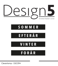 Billede: Design5 clearstamp Danske boxord SOMMER, EFTERÅR, VINTER, FORÅR,  D5C094, 6,5x1cm x4, førpris kr. 40,- nupris