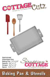 Billede: skæreskabelon bageplade, dejskraber, grydeske og palet, CottageCutz Baking Pan & Utensils, cc-067, førpris kr. 75,- nupris