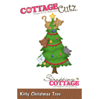 Billede: skæreskabelon juletræ med katte og pynt, Dies CottageCutz CC-1235