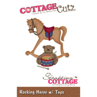 Billede: skæreskabelon gyngehest og bamse med tromme, Dies CottageCutz CC-1247