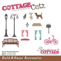 Billede: skæreskabelon tilbehør til et hus/hjem, Build-A-House Accessories, ca. 4,4x2,8 - 5,4x2,8cm, cottage cutz, førpris kr. 131,- nupris