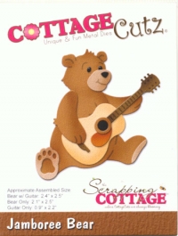 Billede: skæreskabelon Dies CottageCutz CC-258 bjørn spille guitar, Jamboree Bear, Fra 2,3x5,6 til 6,1x6,4cm