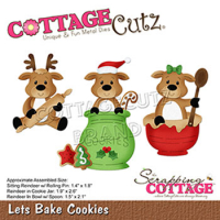 Billede: skæreskabelon rensdyrene bager kager, Dies CottageCutz CC-683, Lets Bake Cookies