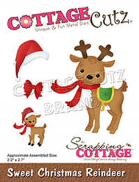 Billede: skæreskabelon lille elg med juletøj, Dies CottageCutz CC-692, Sweet Christmas Reindeer