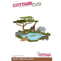 Billede: skæreskabelon vilde dyr ved vandhul, Dies CottageCutz CC-850, Safari Watering Hole