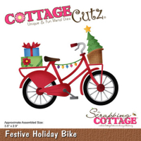 Billede: skæreskabelon cykel fyldt med julepynt og gaver, Dies CottageCutz CC-902, Festive Holiday Bike