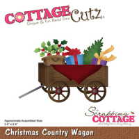 Billede: skæreskabelon trækvogn fyldt med juleting, Dies CottageCutz CC-912, Christmas Country Wagon