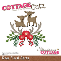 Billede: skæreskabelon julepyntet rensdyrgevir og 2 små rensdyr, Dies CottageCutz CC-916, Deer Floral Spray
