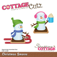 Billede: skæreskabelon snemænd dyrker vintersport, Dies CottageCutz CC-944, Christmas Smores