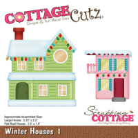 Billede: skæreskabelon huse med sne på taget, Dies CottageCutz CC-956, Winter Houses 1
