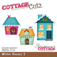 Billede: skæreskabelon huse med sne på taget, Dies CottageCutz CC-957, Winter Houses 2