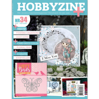 Billede: Hobbyzine Plus nr. 34, hollandsk blad med masser af inspiration til kort, mønstre, 3d ark og 1 die fra Jeanine´s Art