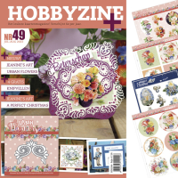 Billede: Hobbyzine Plus nr. 49, hollandsk blad med masser af inspiration til kort, mønstre, 3d ark og 1 die fra Jeanine's Art nr. JAD10166