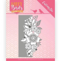 Billede: skære/prægeskabelon blomsterkant, hvor der ikke skæres fra i den lige side, JEANINES ART DIES JAD10086, 12,9x10cm 