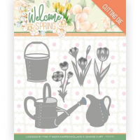 Billede: skære/prægeskabelon spand, vandkande, kande og blomster, JEANINES ART DIES 