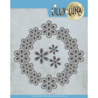 Billede: skære/prægeskabelon blomsterkrans, Lily Luna DIE LL10006, 12,5x12,5cm, førpris kr. 74,- nupris