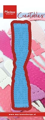 Billede: skære/prægeskabelon strikket halstørklæde, MARIANNE DESIGN CUT/EMB LR0439 Knitted Scarf, 24,5x131mm, førpris kr. 41,00, nupris