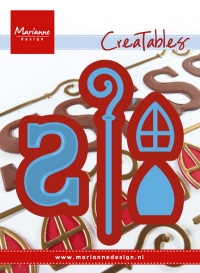 Billede: skære/prægeskabelon MARIANNE DESIGN CUT/EMB LR0446 Sinterklaas, 17x80, 26x40, 18x24 & 18x24mm, førpris kr. 48,00, nupris