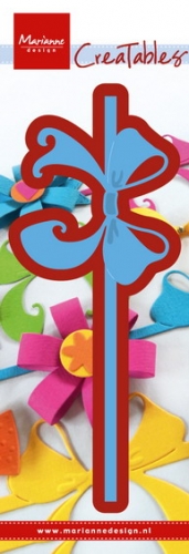 Billede: skære/prægeskabelon sløjfe på bånd, MARIANNE DESIGN CUT/EMB LR0447 Bow & Ribbon, 150x55mm, førpris kr. 65,00, nupris