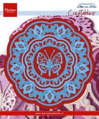 Billede: skære/prægeskabelon ramme og sommerfugl, 4 pcs; 130 x 133 mm, LR0454 Anja's butterfly, marianne design, førpris kr. 142,00, nupris