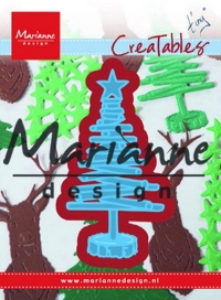 Billede: skære/prægeskabelon juletræ, MARIANNE DESIGN CUT/EMB LR0492 Tiny’s Christmas Tree wood, 43x83mm, førpris kr. 49,00, nupris