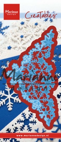 Billede: skære/prægeskabelon stort hjørne, der kun skæres fra i hjørnekanterne, MARIANNE DESIGN CUT/EMB LR0497 Snowflakes Corner, 87x90mm, førpris kr. 58,00, nupris