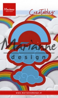 Billede: skære/prægeskabelon regnbue og skyer, MARIANNE DESIGN CUT/EMB LR0531 Rainbow & Clouds, 62x31, 64x33 & 49x31mm