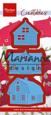 Billede: skære/prægeskabelon små huse, MARIANNE DESIGN CUT/EMB LR0555 Scandinavian houses, 56x40, 58x43 & 41x40mm