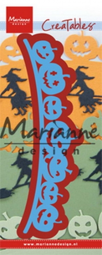 Billede: skæreskabelon græskarkant, MARIANNE DESIGN CUT LR0562 Border with pumpkins, 150x39mm