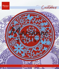 Billede: skære/prægeskabelon stor rund blomsterramme, MARIANNE DESIGN CUT/EMB LR0574 Flower Frame round, 126x126mm