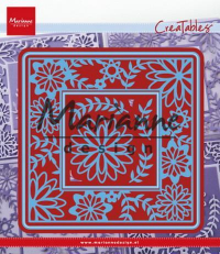 Billede: skære/prægeskabelon firkantet blomsterramme, MARIANNE DESIGN CUT/EMB LR0577 Flower Frame Square, 126,6x126,5mm
