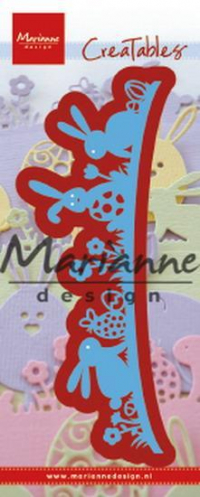 Billede: skære/prægeskabelon kant med påskeharer og æg, 150x50mm, MARIANNE DESIGN CUT/EMB LR0588 Bunny Border