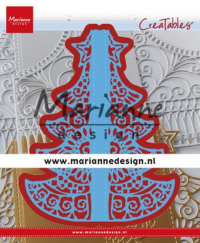 Billede: skæreskabelon juletræ, MARIANNE DESIGN CUT/EMB LR0612 Gate Folding Dies - Christmas, 55x150mm