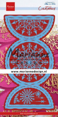 Billede: skære/prægeskabelon foldekort med snefnug, MARIANNE DESIGN CUT/EMB LR0618 Anja's Folding Circle XL, 115x220mm