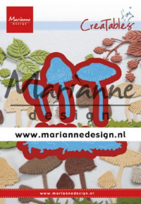 Billede: skære/prægeskabelon champignoner, MARIANNE DESIGN CUT/EMB LR0623 Tiny's Mushrooms, Biggest: 77,5x21mm