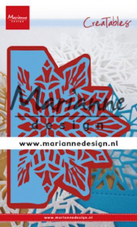 Billede: skære/prægeskabelon stor snekrystal, der sidder fast ved en bukkelinie i den ene side, MARIANNE DESIGN CUT/EMB LR0632 Gate Folding Die - Crystal, 99x135mm
