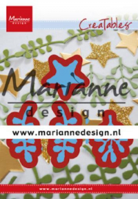 Billede: skæreskabelon stjerne og små grene, MARIANNE DESIGN CUT LR0634 Christmas Green, 19x45 & 30x28mm